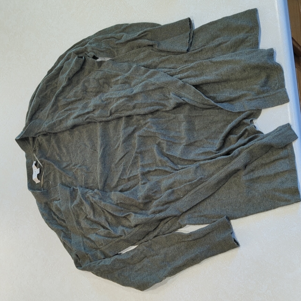Loft open front olive green cardigan, size medium.